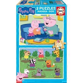 Educa Peppa Pig Träpussel, 2 x 25 bitar, 26 x 18 cm