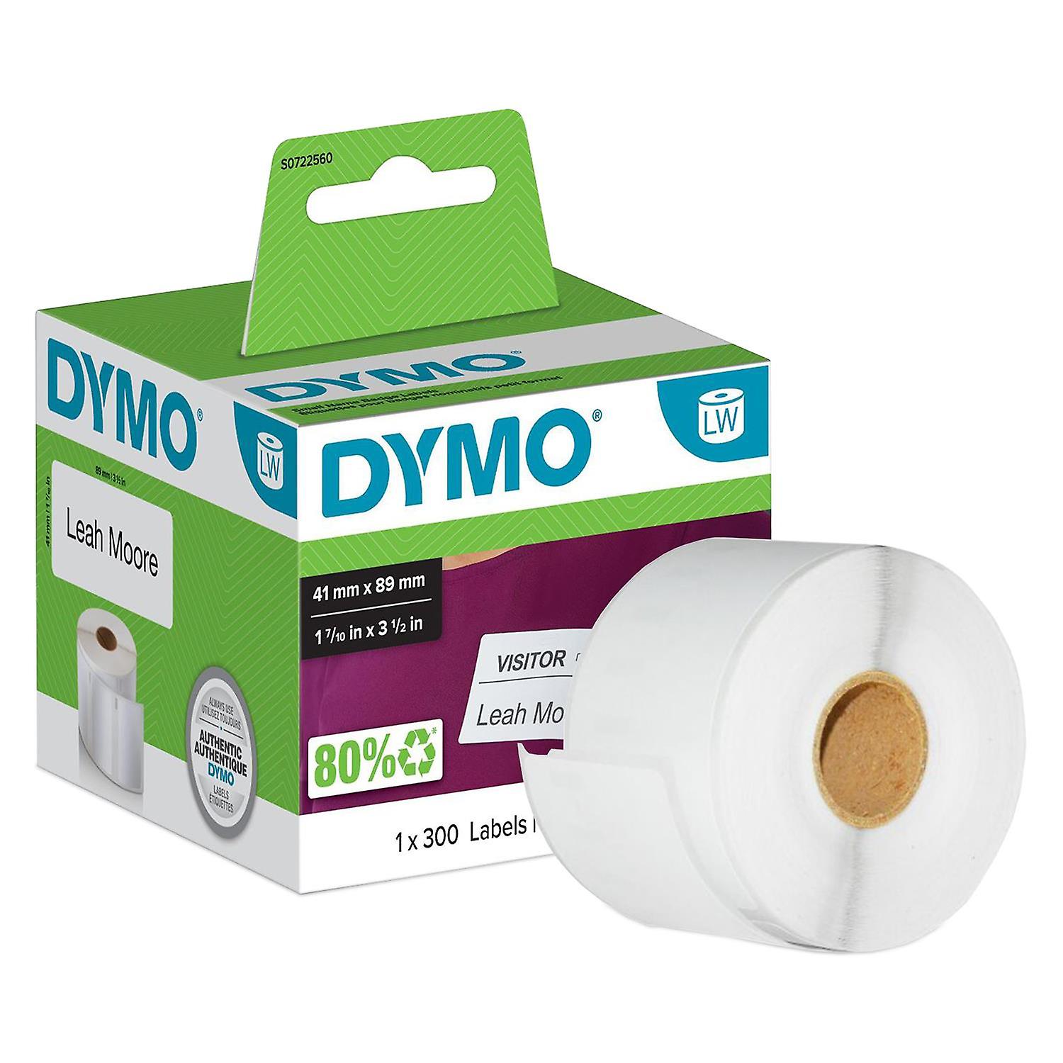 DYMO Authentic Self Adhesive LW Small Name Badge 300 Easy-Peel Labels, 41mmx89mm