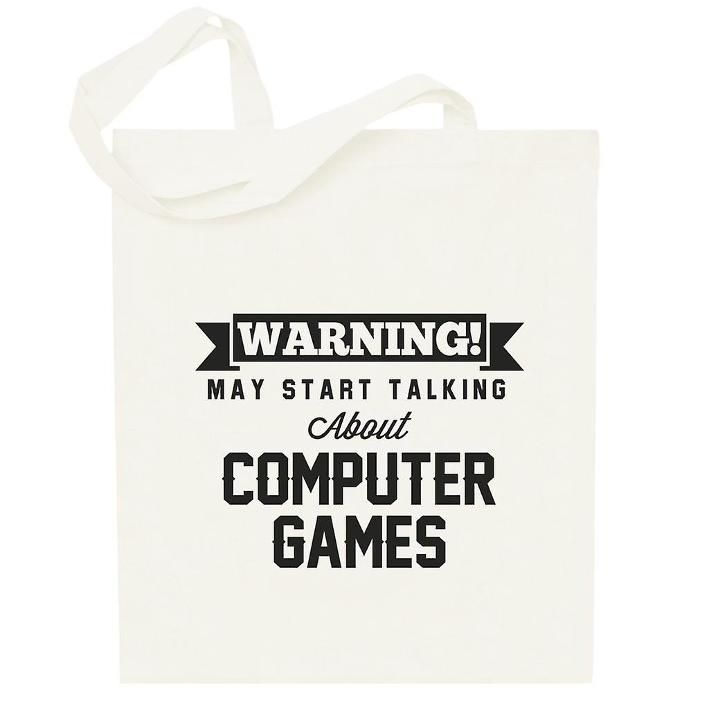 Warning May Start Talking About Computer Games Totebag