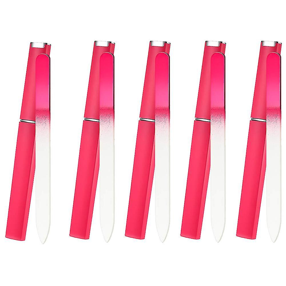 5pcs Glass Nail File With Case Double Sided Etched Filing Surface