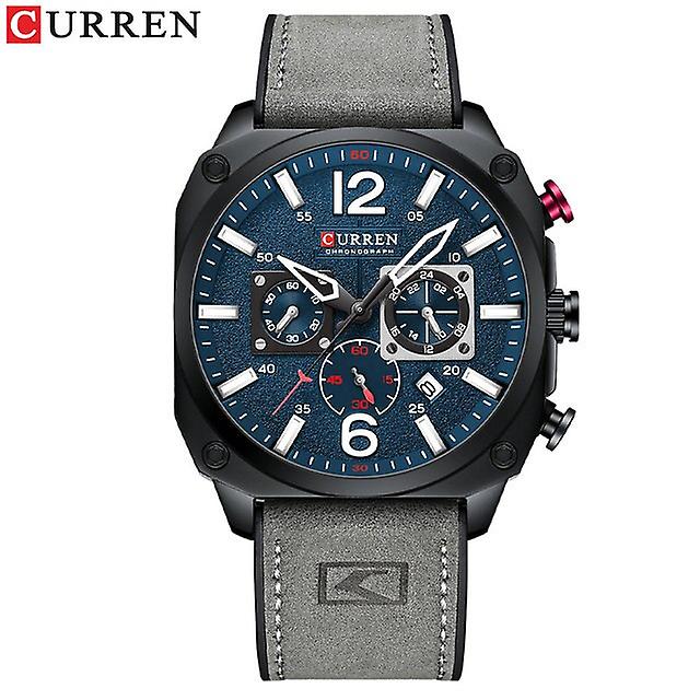 Curren Top Luxury Brand Men's Fashion Leather Strap Quartz Wrist Watches Clock With Date Chronograph 8398