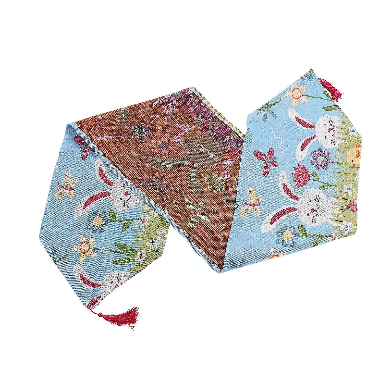 Easter Table Flag Party Decorated Table Egg Rabbit Pattern Design Tablecloth