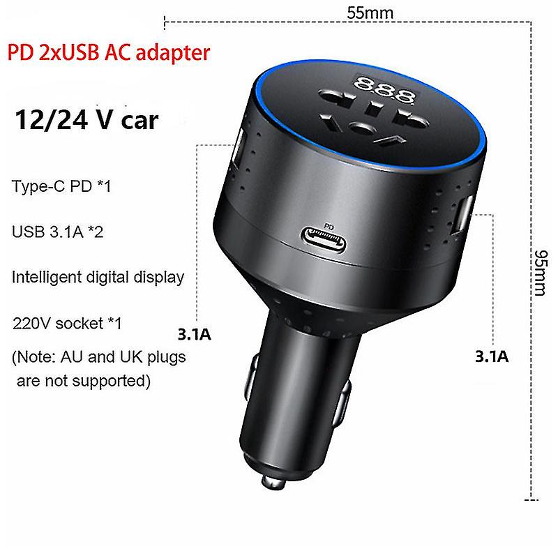 Bilomformer 12v 220v Med Pd Type-c Qc3.0 Usb Socket Lader Bil Lading Adapter 24v Auto Power Converter Conversor 12v A 220v