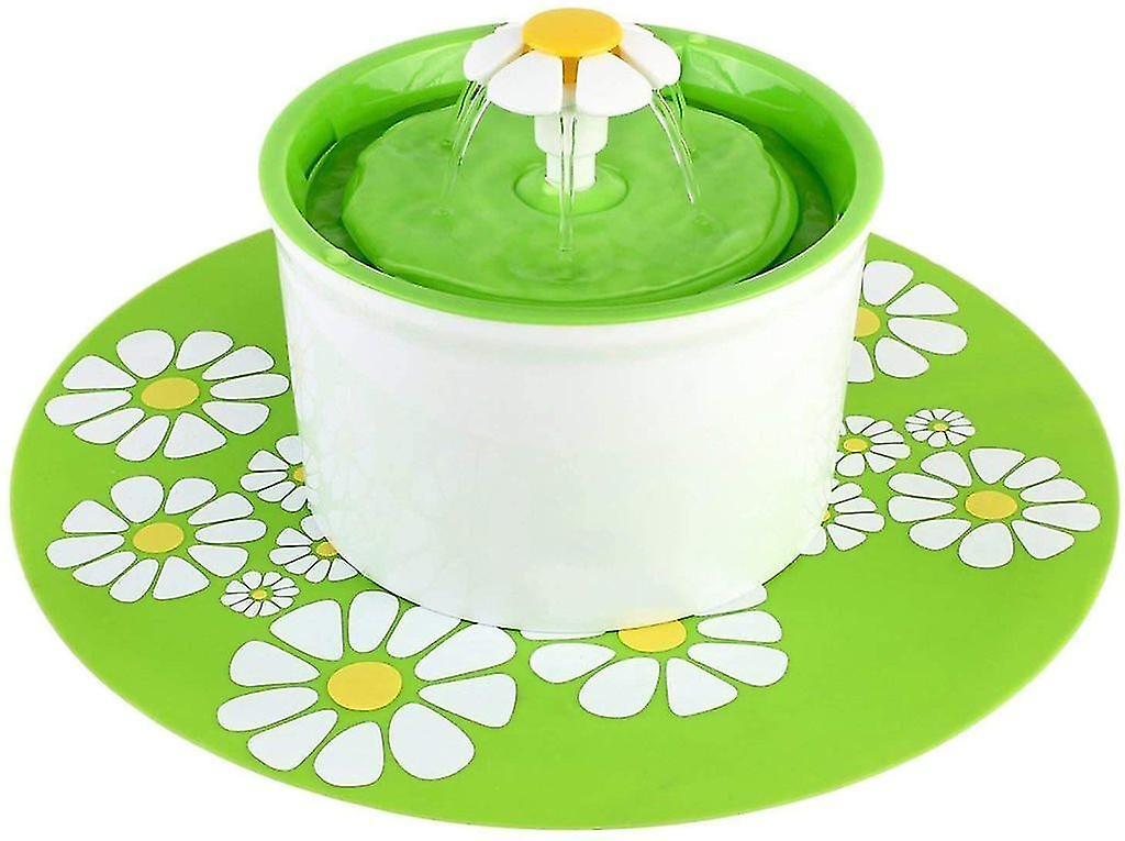 1.6l Cat Flower Fountain, Water Food Dispenser With Silicone Mat, Green, Gs/rohs/ce Certification