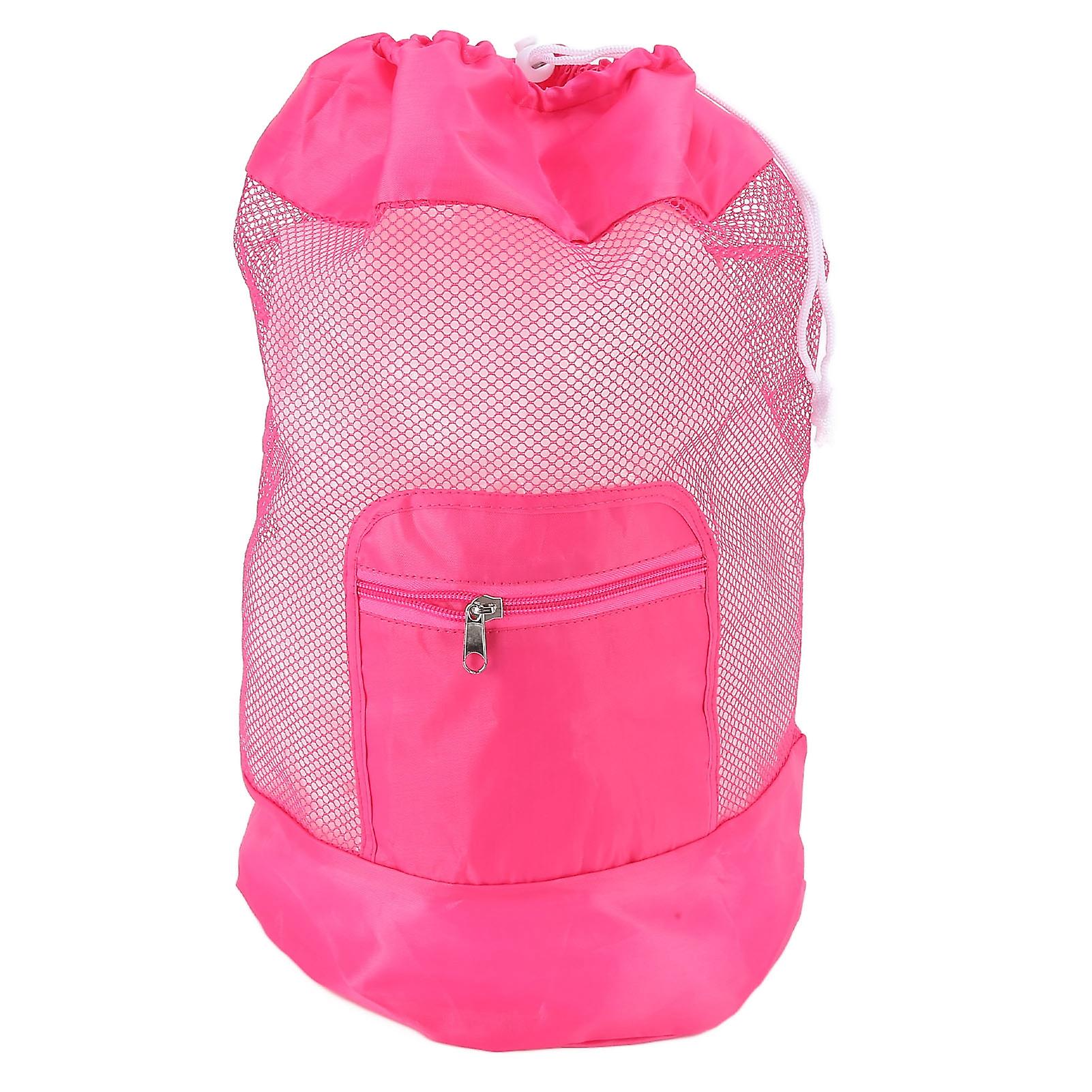 Large Portable Mesh Beach Bag Foldable Drawstring Seashell Storage Bag Perfect for Picnics and Camping.