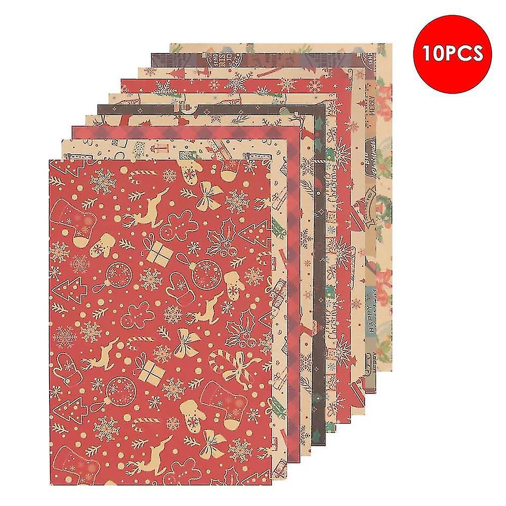 10pcs Christmas Paper Wrapping Paper Gift Wrap Art Craft Packing Paper