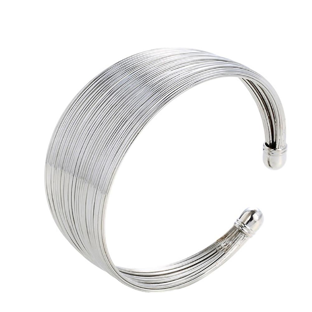 Fashion Women Multi Wire Circle Opening Bangle Adjustable Cuff Bracelet Gift