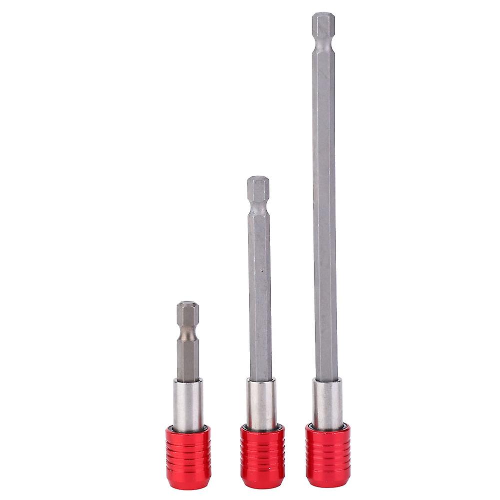 Screw Bit Holder, 3Pcs Red Stainless Steel 1/4in Hex Shank 60/100/150mm Length for Electric Screwdriver