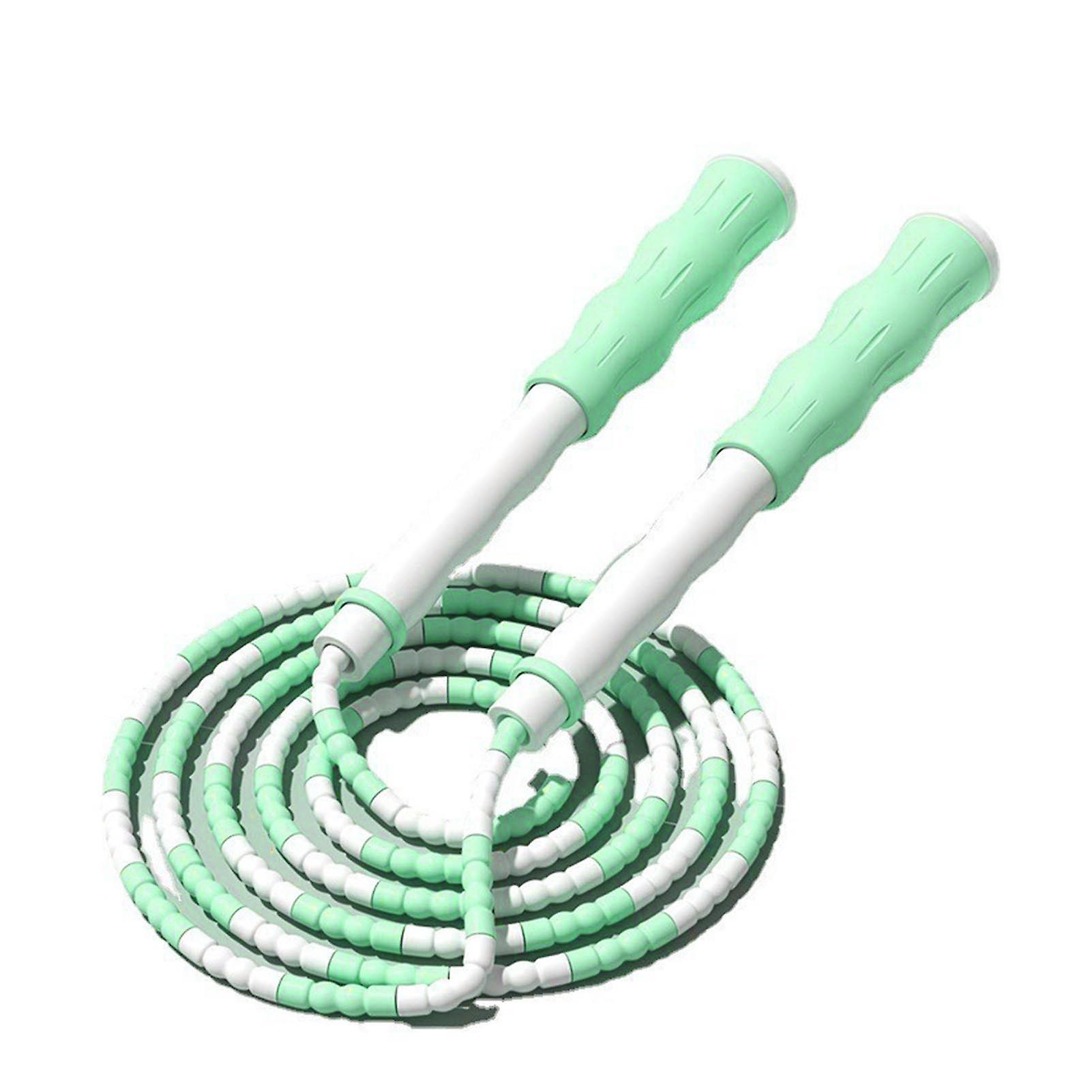 Segmented Jumping Rope Adjustable Untangled Beaded Flexible PP Plastic Jumping Rope for Kids Green