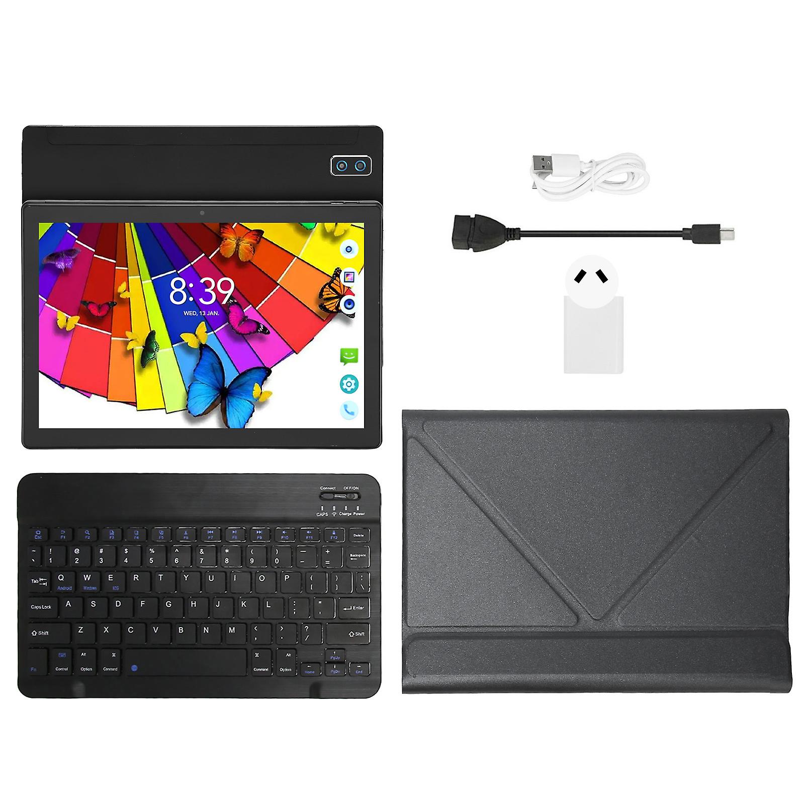 Tablet de 10 polegadas com teclado Capa de couro PU 8 GB 128 GB 5G WiFi Frontal 5MP Traseiro 13MP 4G LTE Tablet de chamada