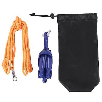 4- Boats Folding Anchor Small Boat Anchor Marine Rope Kit For Kayak Canoe Boat Marine Sailboat Watercraft Fishing Accessories (blue)