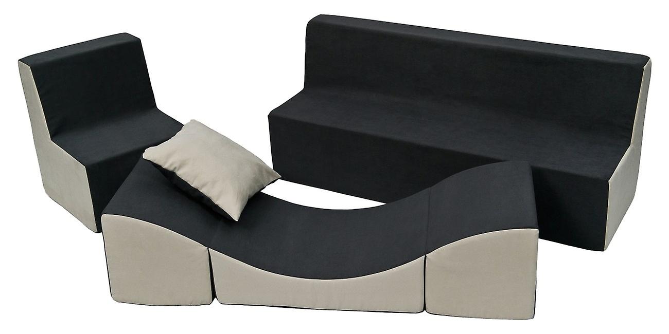 Muebles de espuma conjunto niño completamente gris y beige
