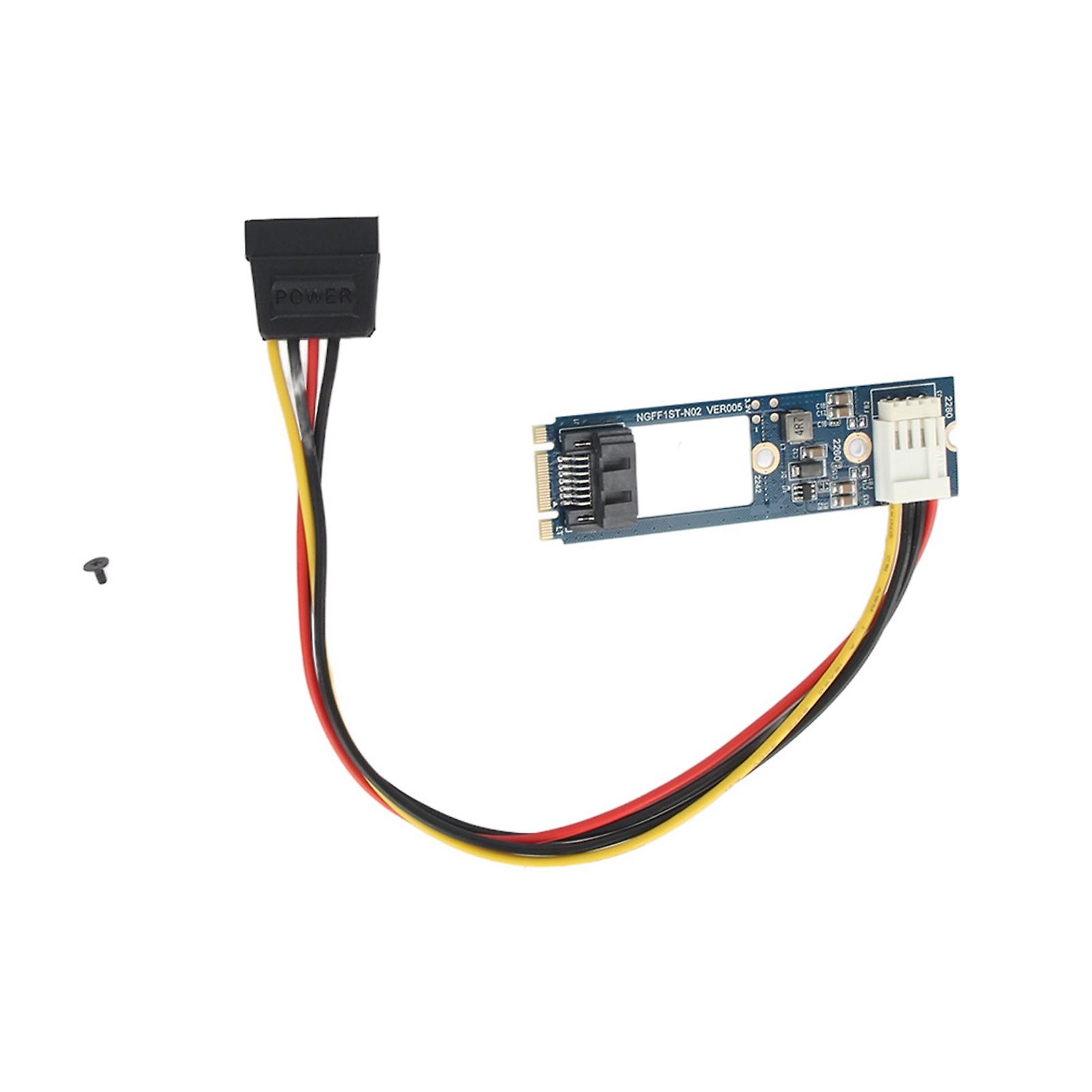 M2 - SATA M.2 NGFF SATA - SATA 7-nastainen vaakasuuntainen muunninsovitinkortti + 4-nastainen virtajohto