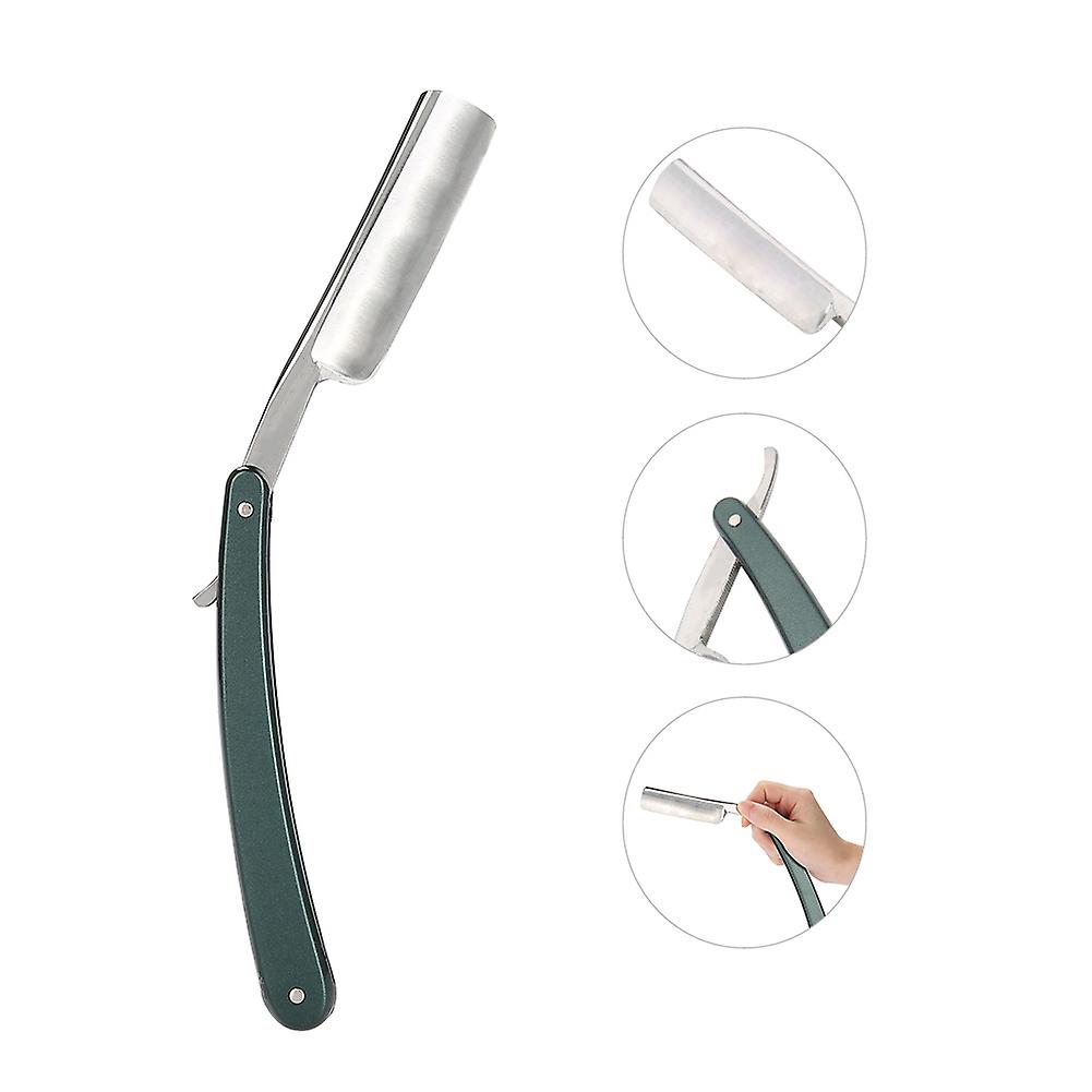 Professionelt foldbart rustfrit stål barber barber grønt håndtag 72g