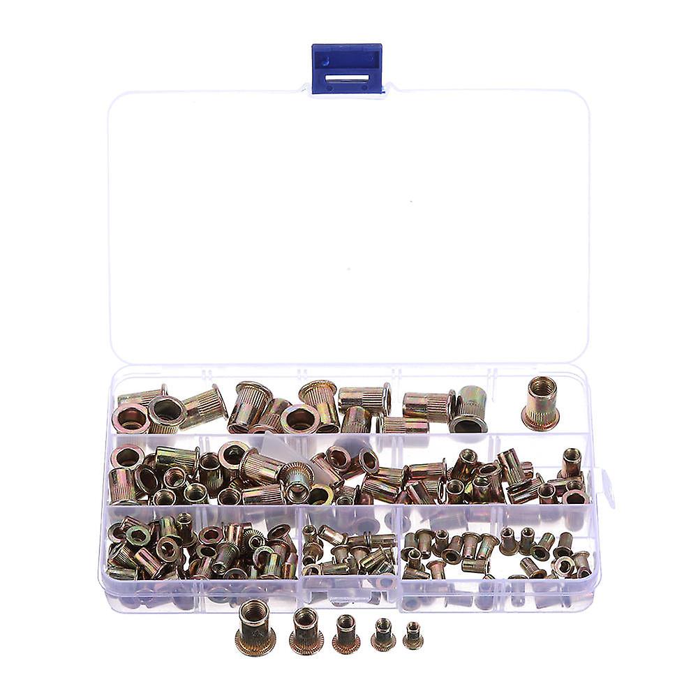 165Pcs M3/m4/m5/m6/m8/m10/12 Zinc Plated Rivet Nut Threaded Countersunk Head Insert Nut Tool Kits