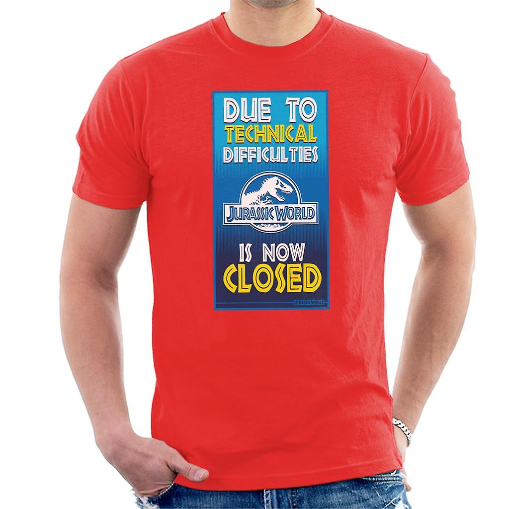 Jurassic Park a causa di difficoltà tecniche Jurassic World è ora chiusa t-shirt da uomo