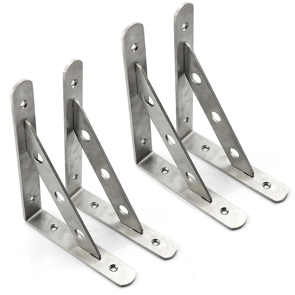 Set of 4 Shelf Brackets Stainless Steel for Corner