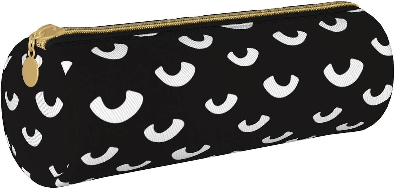 Leather Pencil Case Halloween-Scary-Black-Eyes Holder Pouch Box