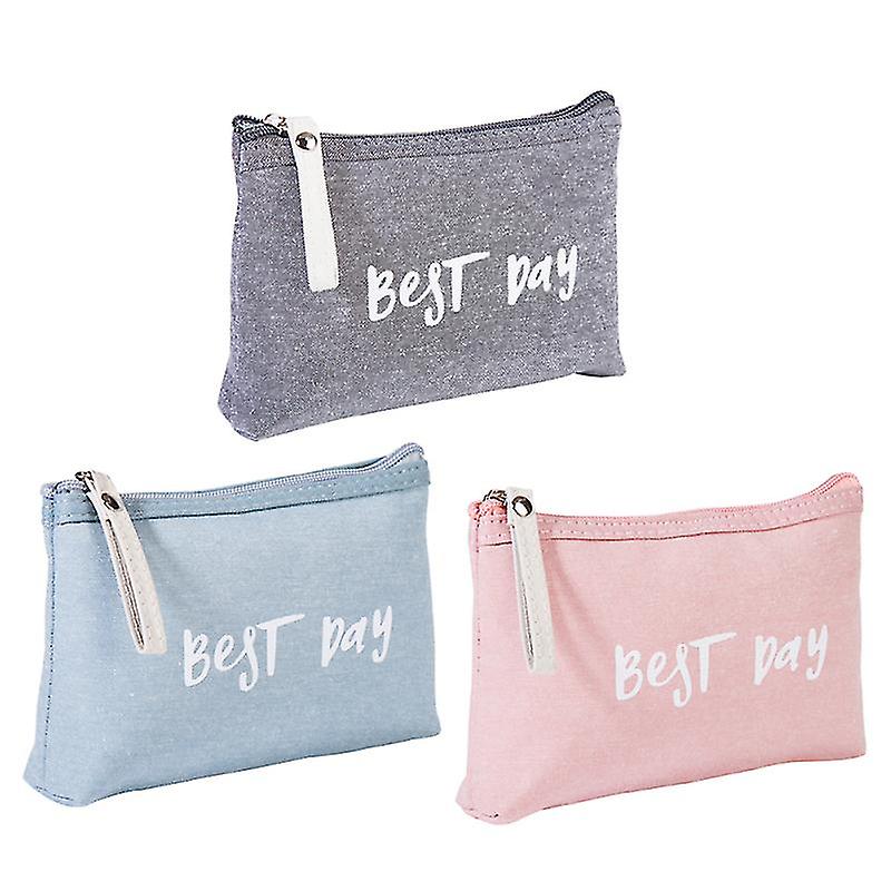 3pcs Zippered Canvas Bag Small