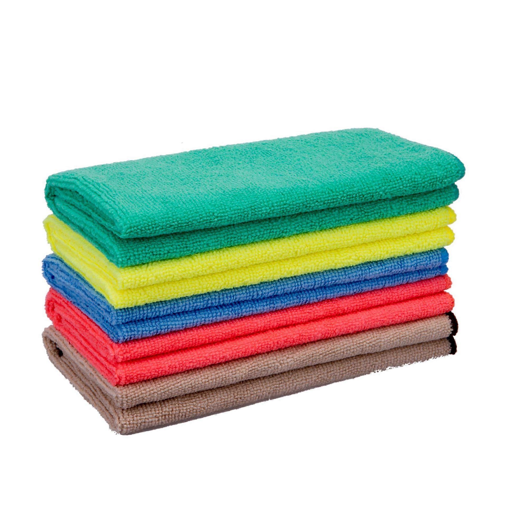 Set of 10 five-color microfiber cleaning cloths, dimensions: 30x30cm