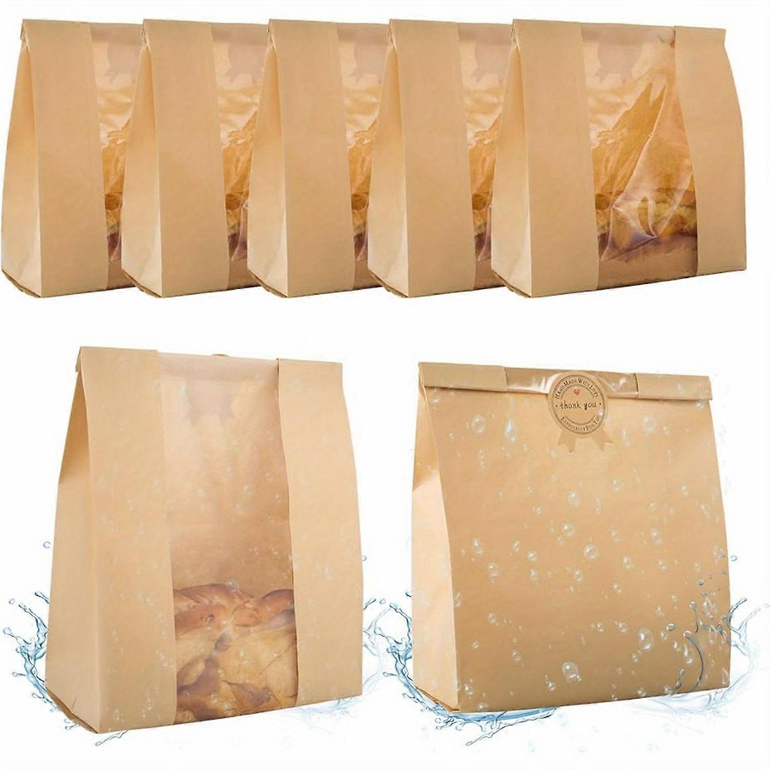 ウィンドウサワードウ紙のパン袋、焼き菓子の包装と保管、パン屋に適した自家製パンのための50個のパン袋