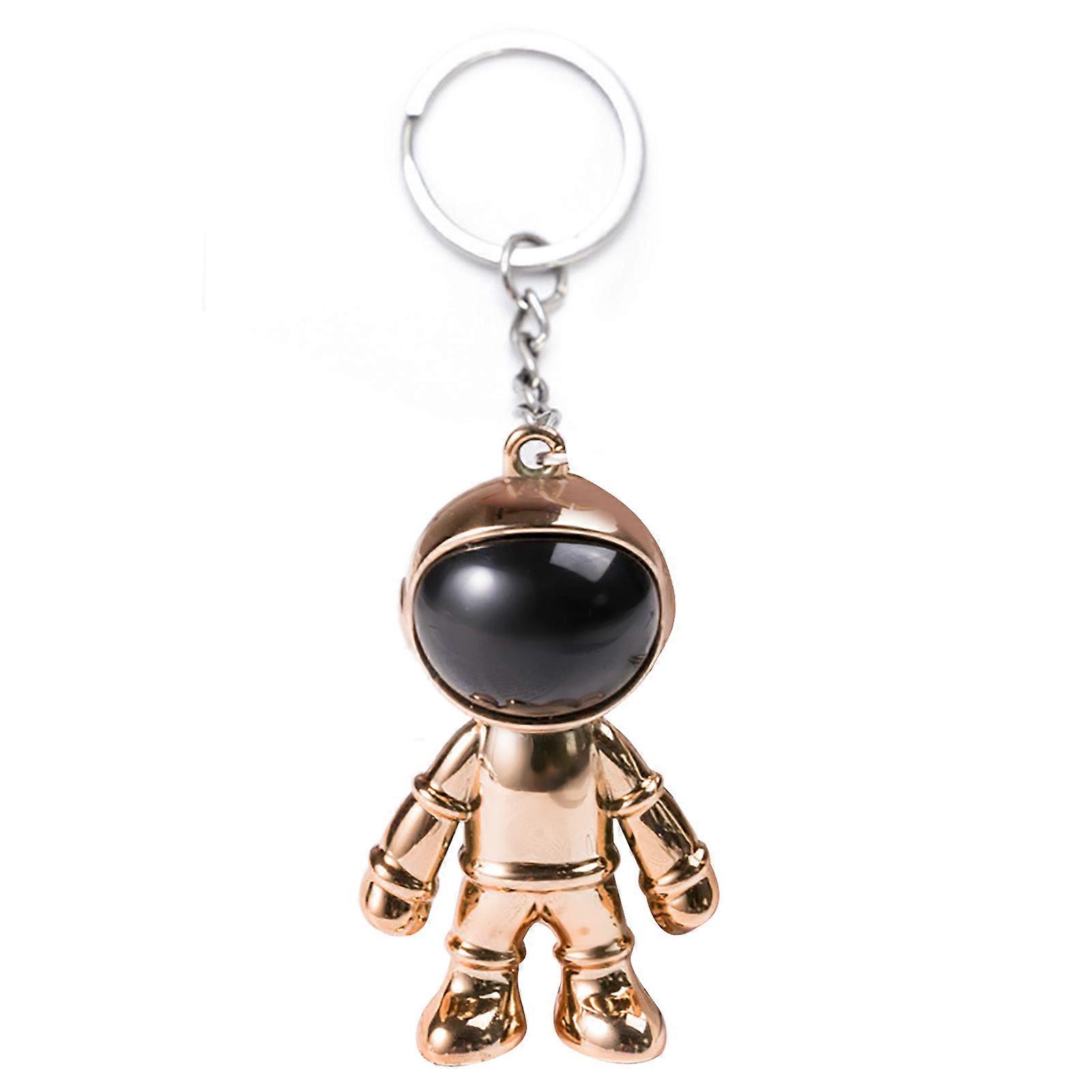 Spaceman Keychain Glossy Surface Trendy Unisex Spaceman Keyring For Backpack Hangbag Gold