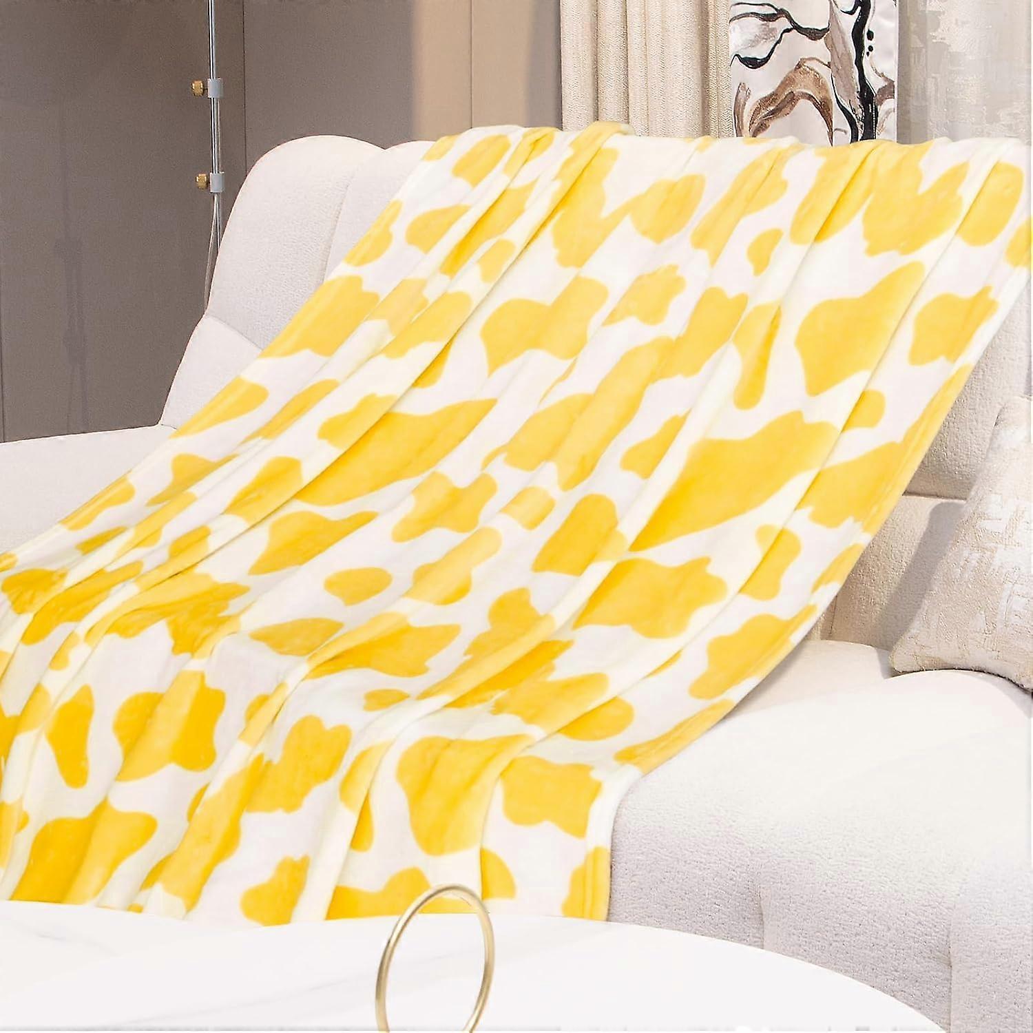 Fleece Cow Print Throw, Super Soft Flannel Cozy Fuzzy Cow Blankets for Adults, Lightweight for Couch Sofa Bed Office