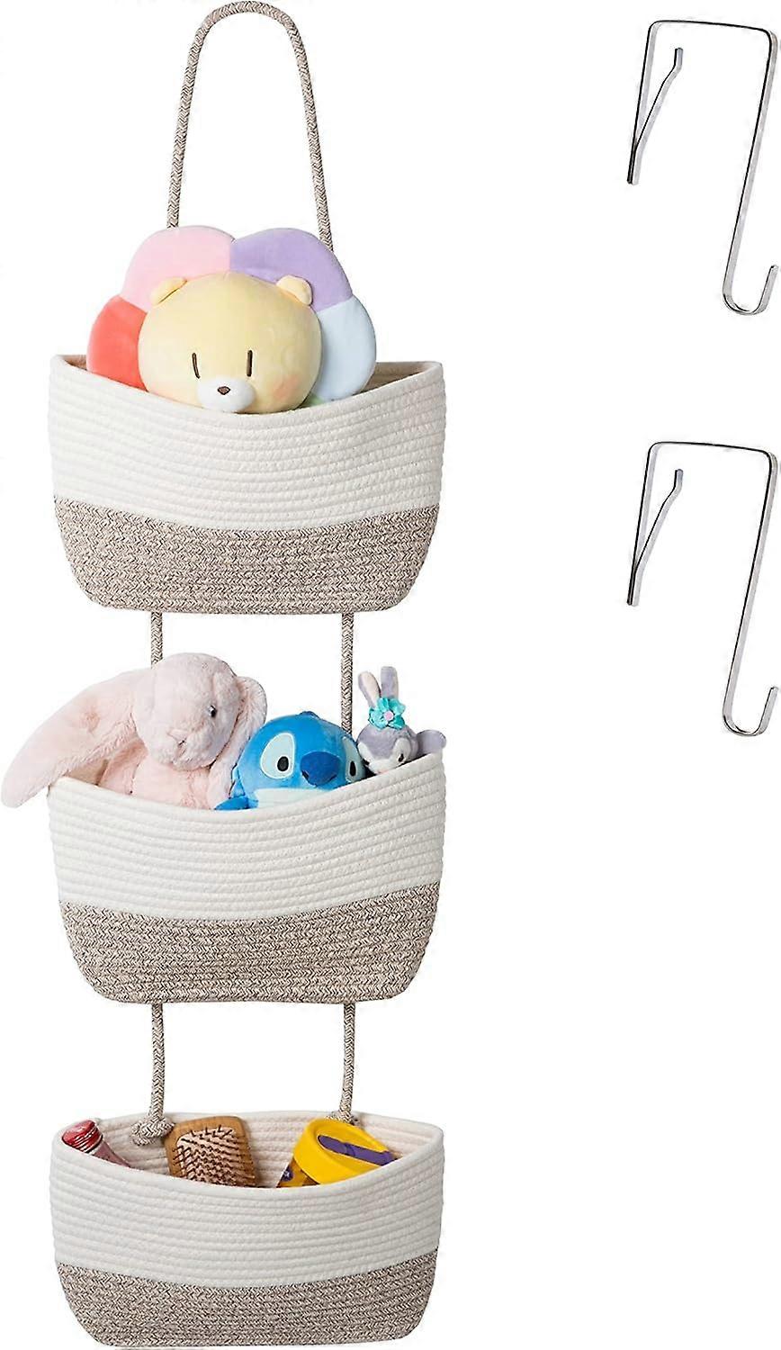 Wall Hanging Storage Bag with Hooks Back of the Door 3 Pockets Hanging Organiser