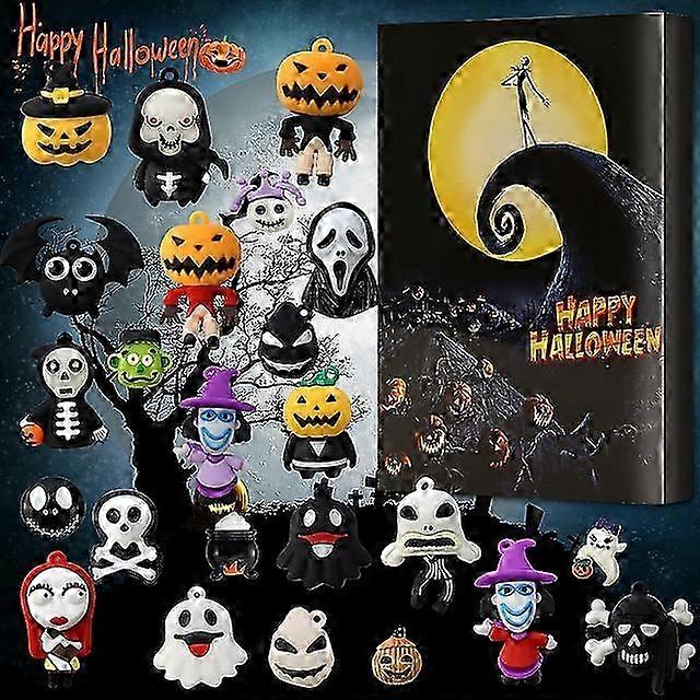 לוח השנה של בובת ליל כל הקדושים 2023 מכיל 24 מתנות, ליל כל הקדושים דמויות אימה ספירה לאחור לוח שנה עם צעצועי הפתעה, הסיוט ליל כל הקדושים קול