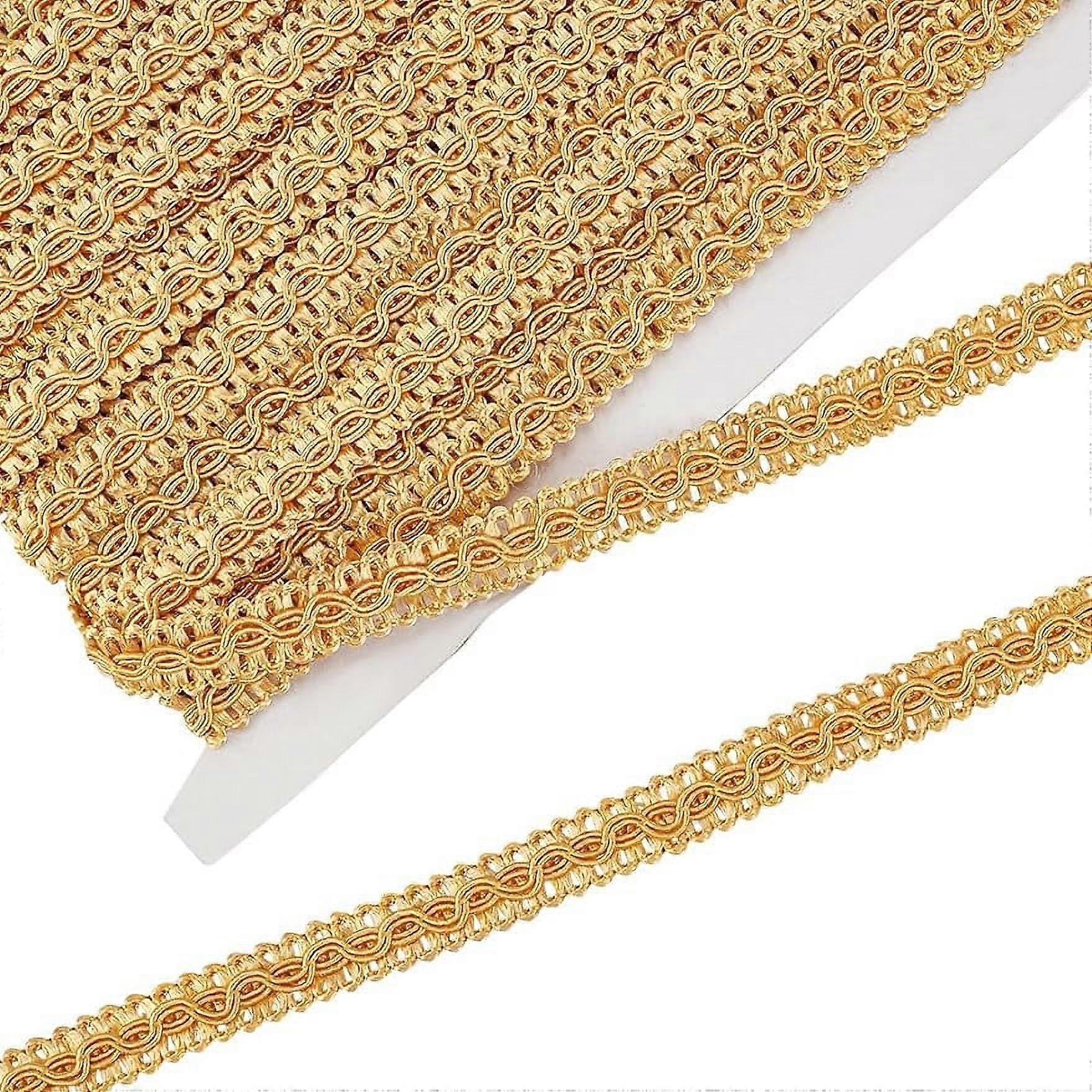13 Yards Basic Trim Decorative Gimp Braid 3/8 inch Wide Gold Gimp Braid Trim Handmade Basic Trim Polyester Woven Braid Trim Sewing Trim for Curtain Sl