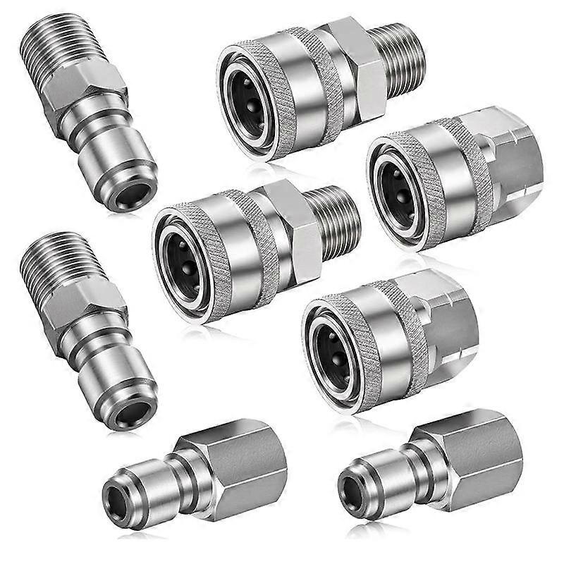 8PCS NPT 3/8 polegadas de aço inoxidável macho fêmea conector rápido Kit lavadora de pressão adaptadores (Interna