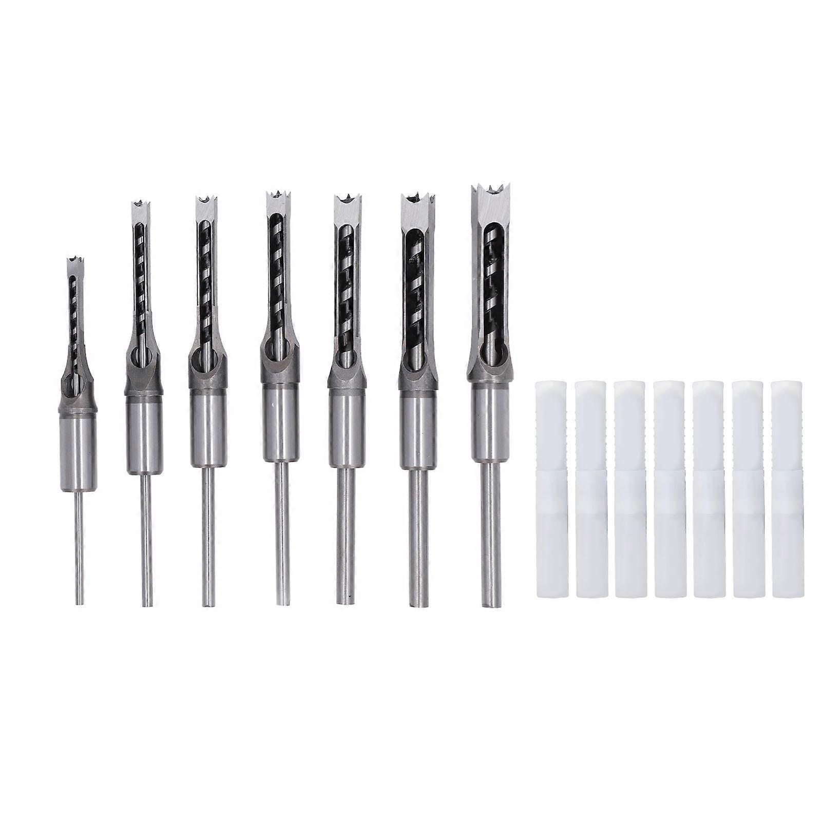 7 Pcs Woodworking Square Drill Bits 1/4in 5/16in 3/8in 2/5in 1/2in 9/16in 5/8in HSS Mortising Chisel Drill Bit Set
