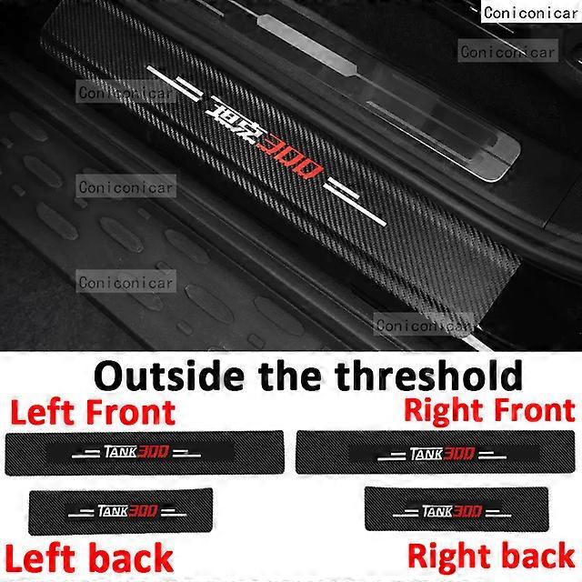 قطع غيار السيارات ل GWM WEY TANK 300 Hybrid 2022-2024 دواسة عتبة الباب التلقائي ألياف الكربون الملمس الملحقات الجلود التصميم ملصق السيارة TrimF