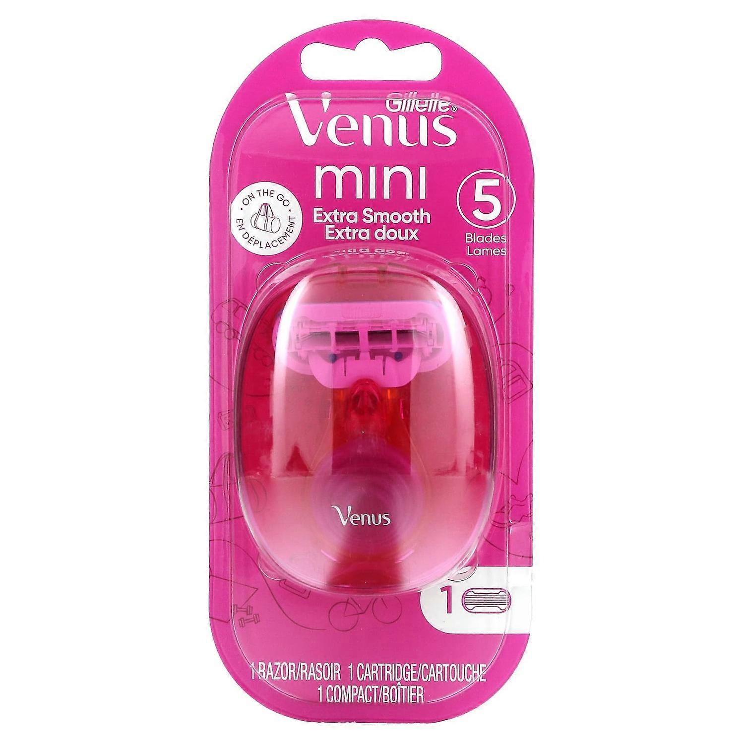 Gillette, Venus, Mini Razor, Extra Smooth, 1 Razor, 1 Cartridge, 1 Compact