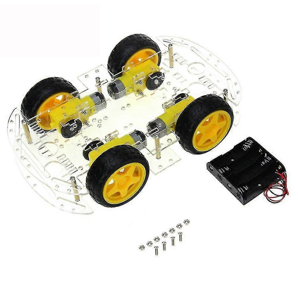 Diy Robot Smart Car Chassis Kit For Drive Controller Board Stepper Motor Speed Encoder, 4 Wheel And Battery Box