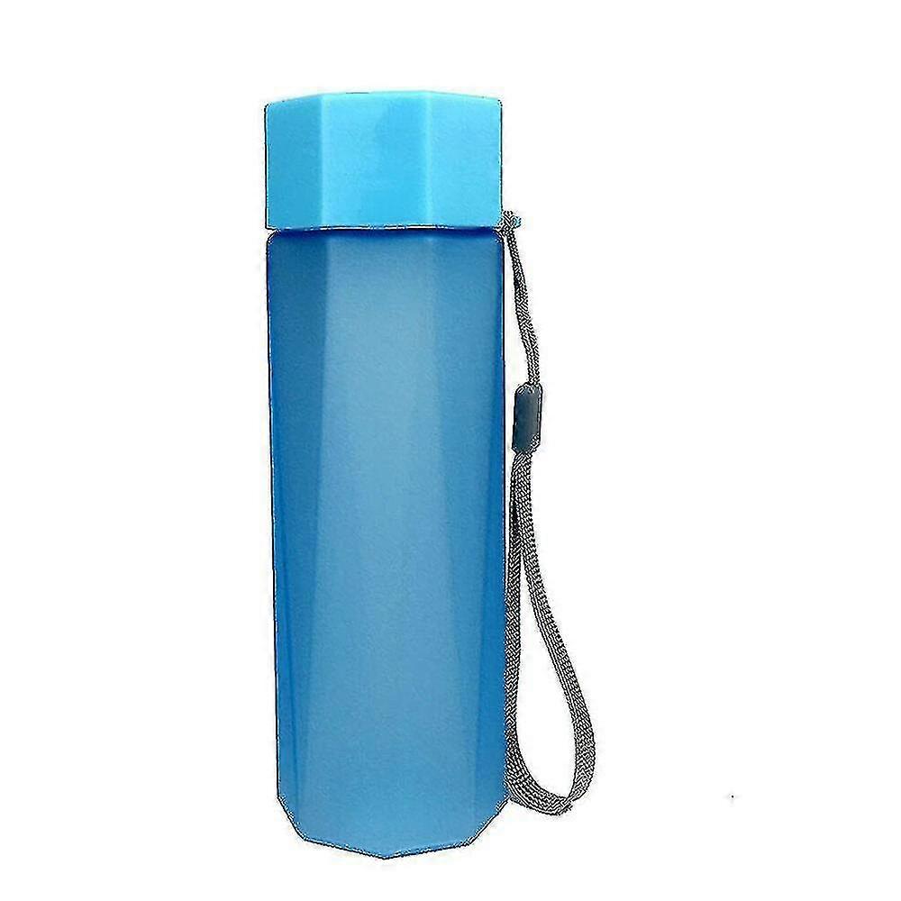 Polygon Frosted Plastic Water Bottle Portable Fruit Juice Water Bottles With Rope Leak-proof Outdoor