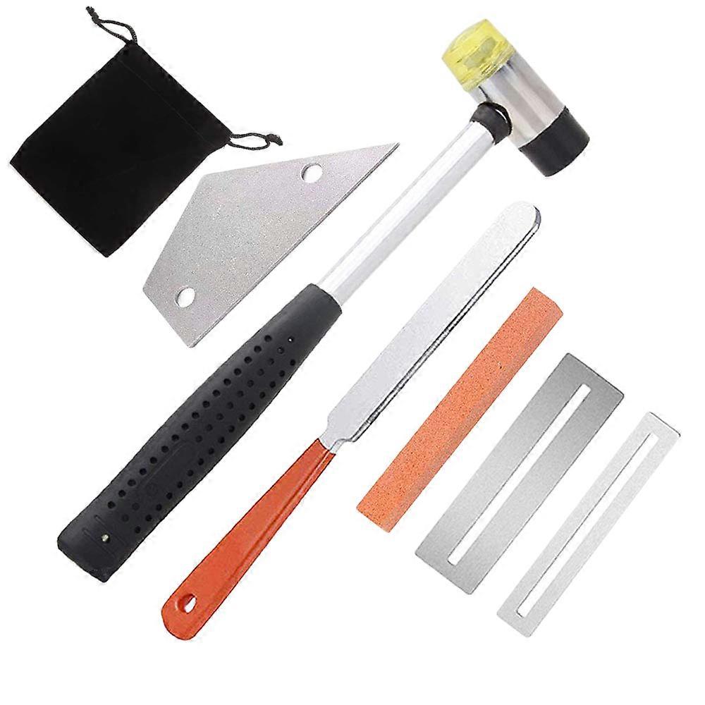Guitar Luthier Tool Kit Include Fret Rubber Hammer, Guitar Fret Crowning File, Fret Rocker Leveling