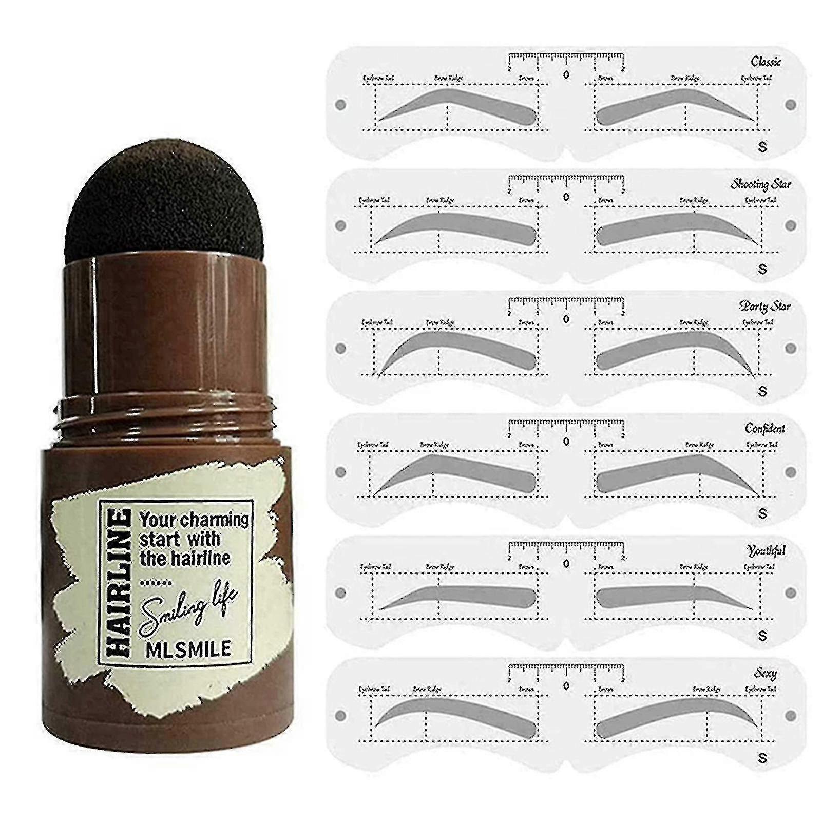 Eyebrow Stamp Shaping Kit Reusable Makeup Brow Powder Stencil Portable Waterproof Cosmetic Set Tw