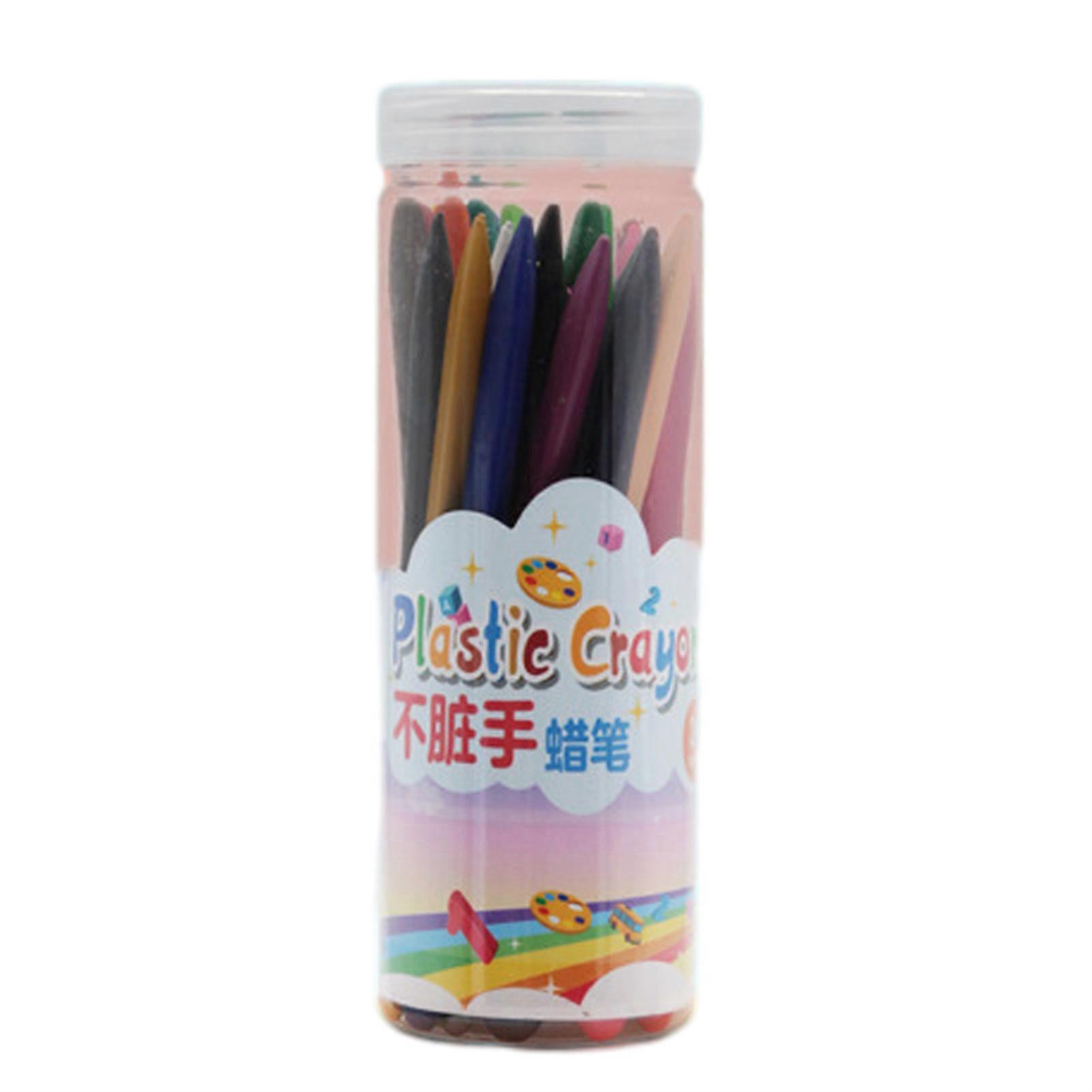Barrel Triangles Plastic Crayons Set Easy Coloring Paint Pencils Kits for Boys Girls