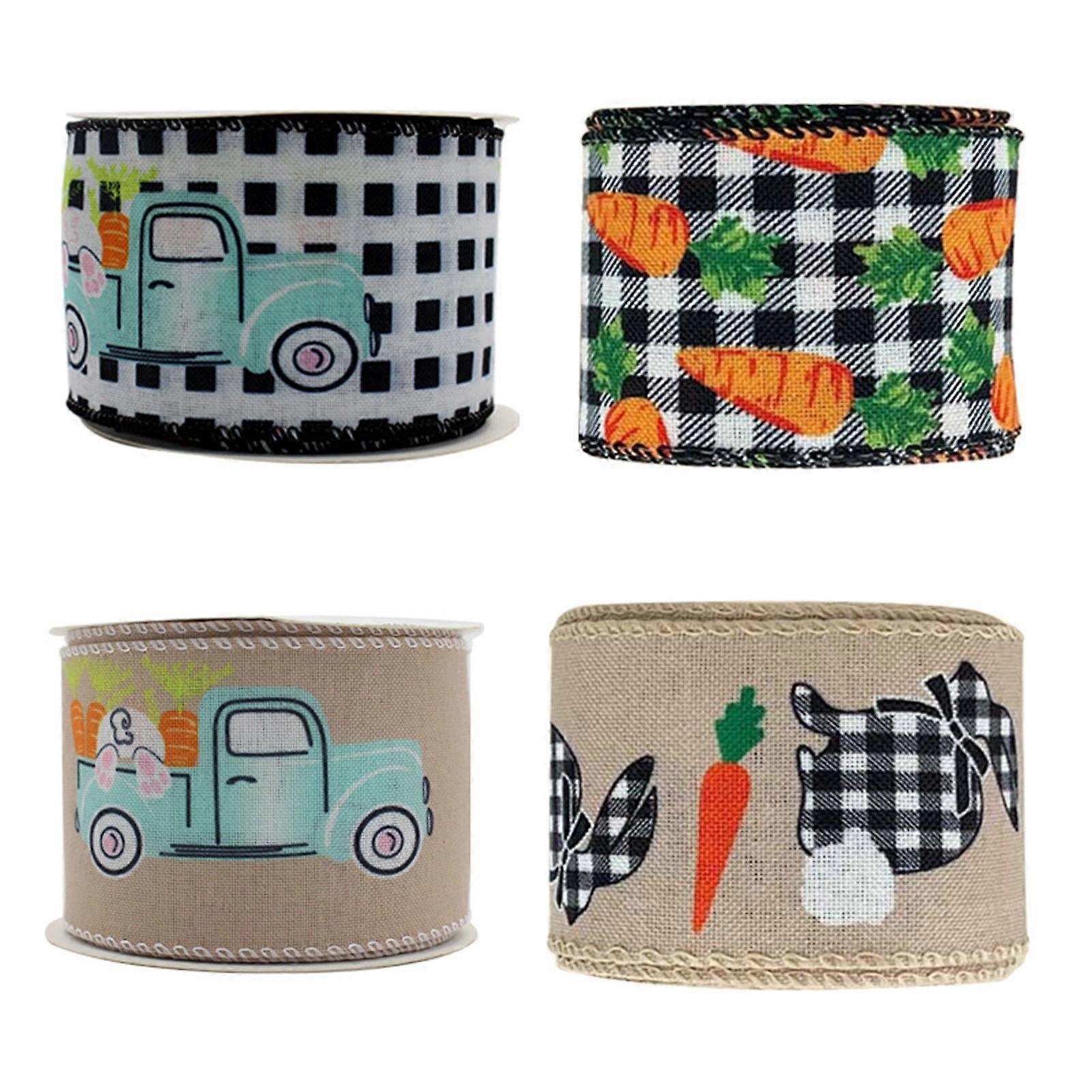 4 Pcs Easter Bunny Carrot Ribbon Cute Appearance Durable Material for Easter Party Decoration