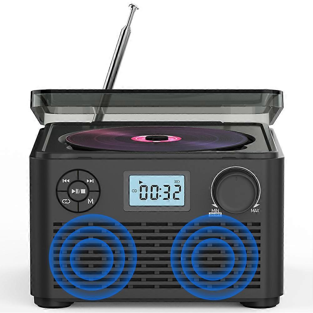 CD Player Vintage 4000mAh Bluetooth Music Disk Album Disc CD Player Portable FM Radio
