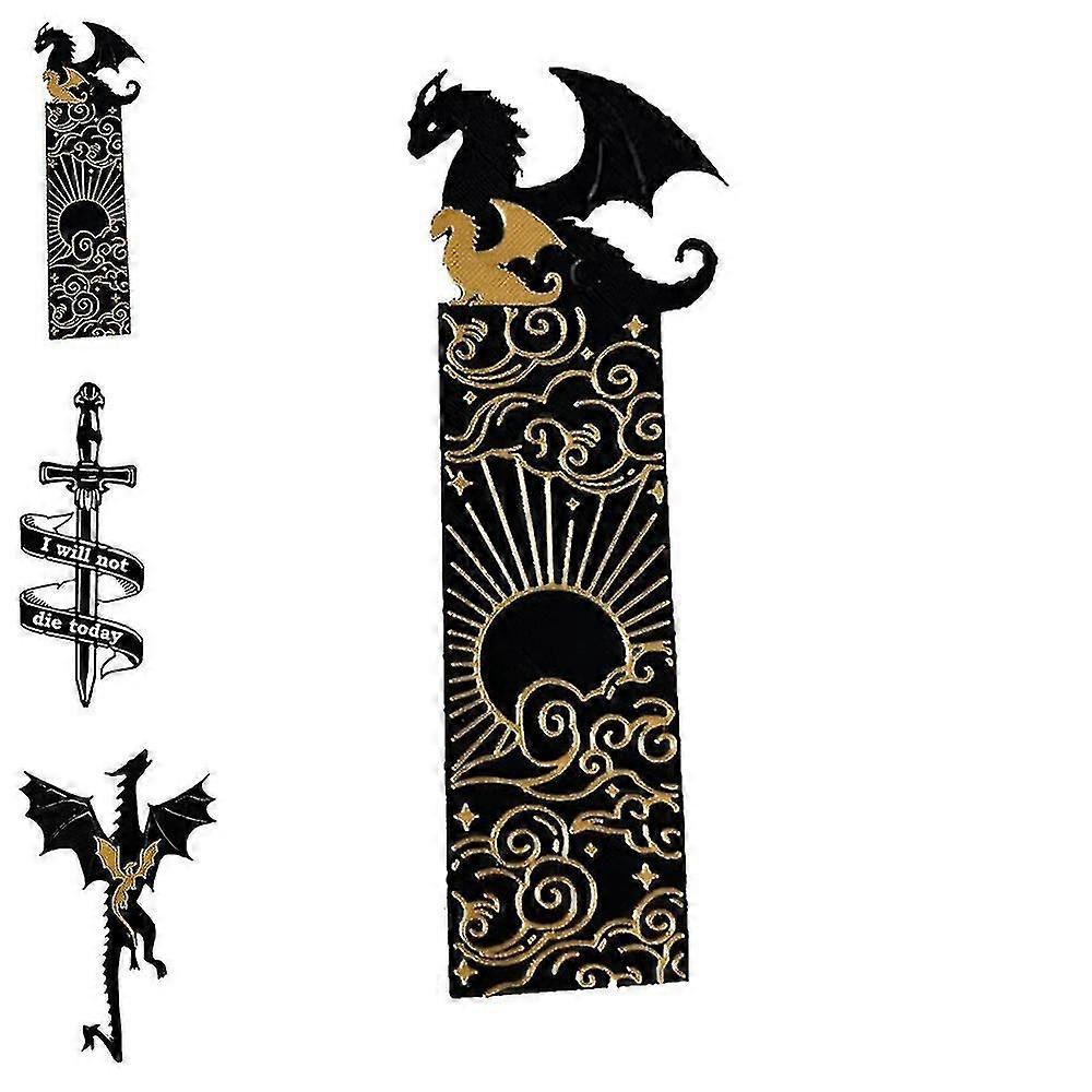 Elegant bookmarks, black and gold dragons, with sun and cloud bookmarks, cool bookmarks for book enthusiasts,2024 Ping