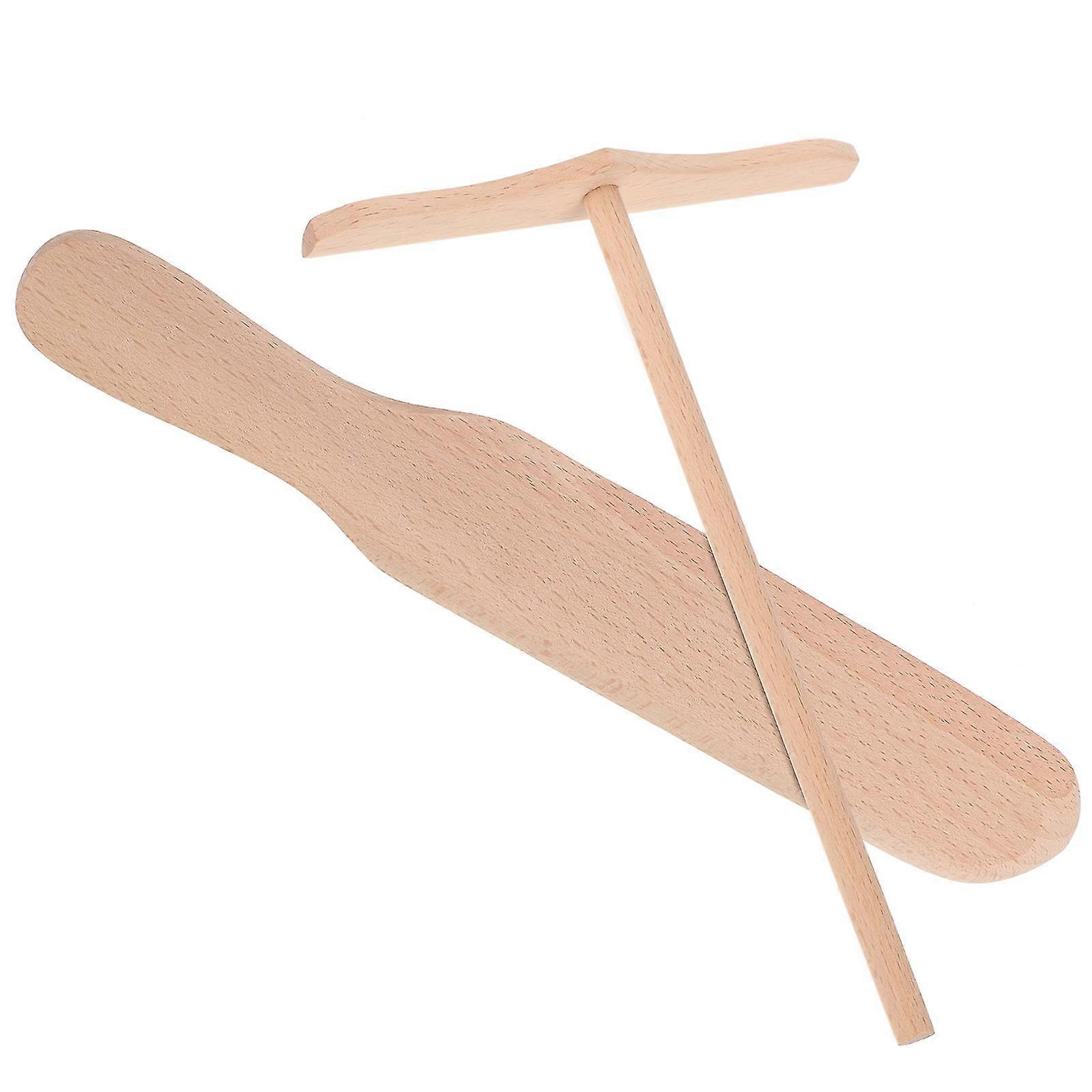 1 Set Wooden Crepe Spreader Pancake Making Kit Household Crepe Pan Maker with Spatula Z