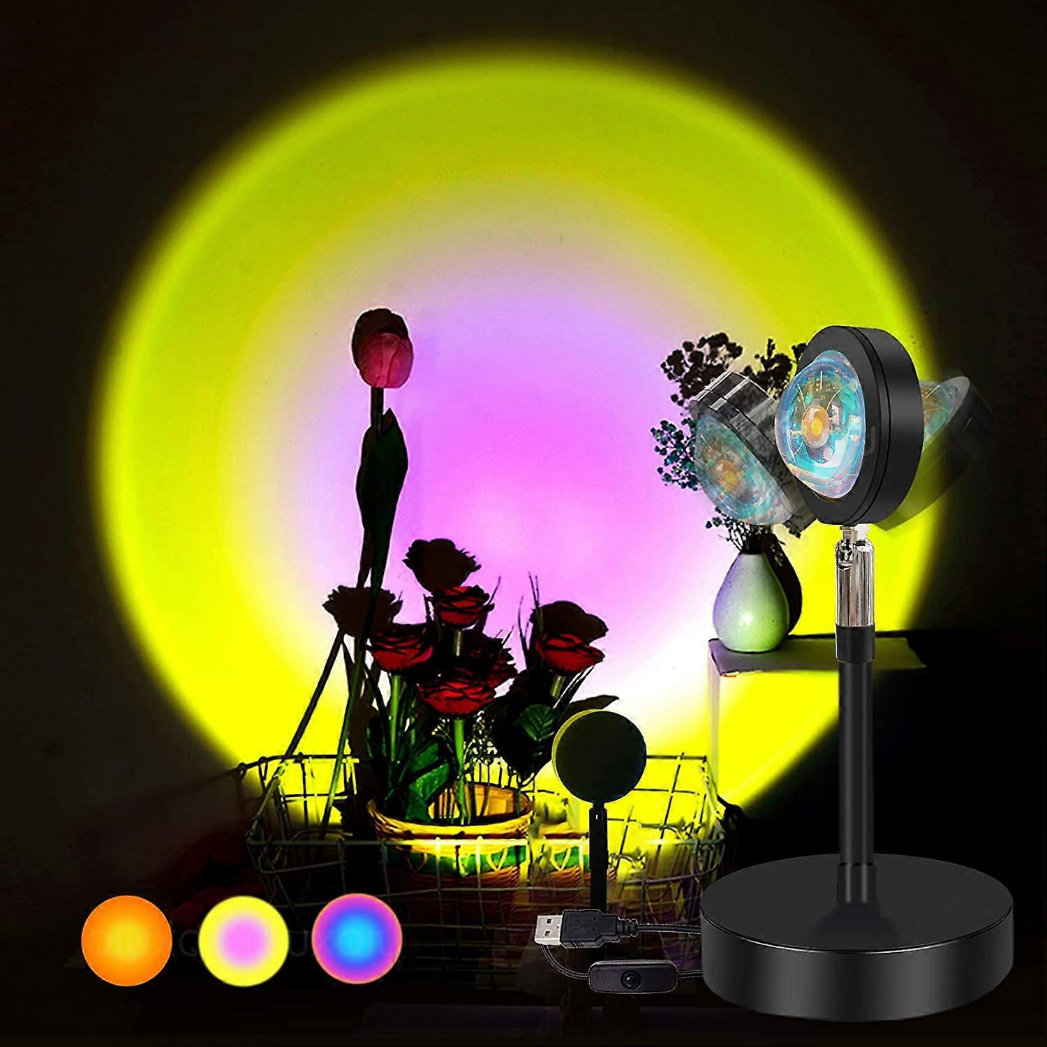 Lâmpada LED para Projetor de Pôr do Sol com Rotação de 90 Graus Arco-íris Luz Noturna