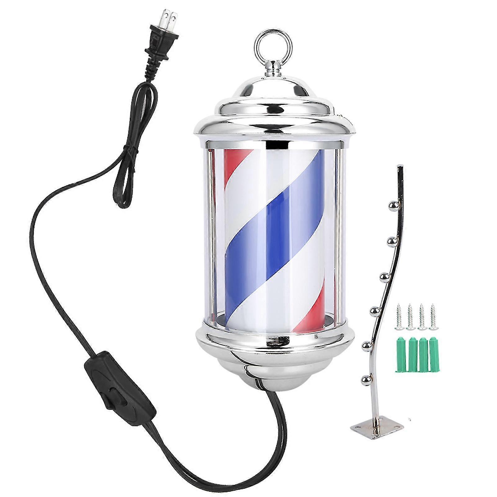 Rainproof Led Barber Shop Pole Sign Hair Salon Wall-mounted Bright Rotating Light 28cm(us Plug 110v) Prise Us 110 V
