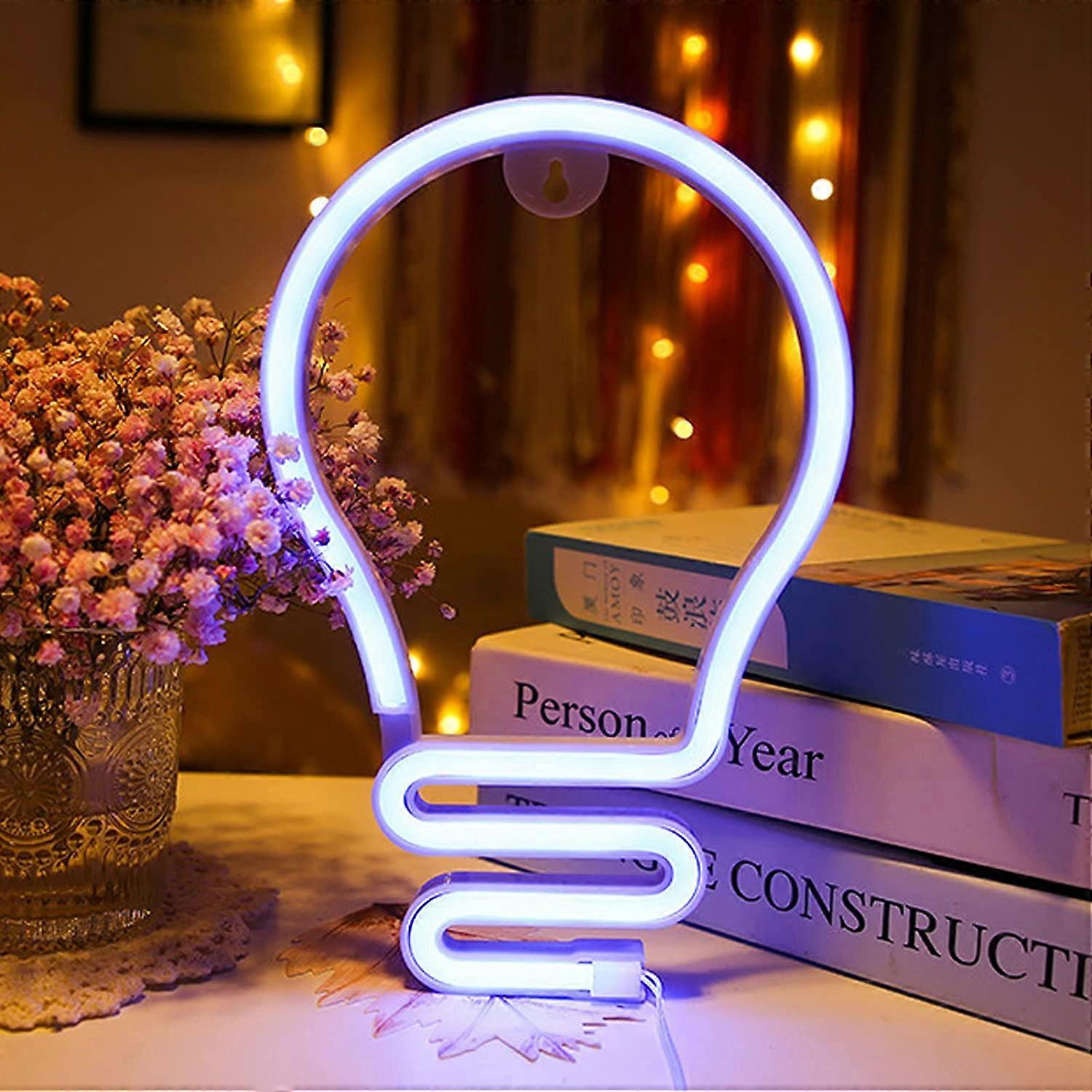 Bulb Shape Neon Lights for Bedroom Wall Sign, Battery or USB Powered Cool LED Neon Light Sign Decor, Neon Signs for Wall Decor, LED Sign for Kids Room