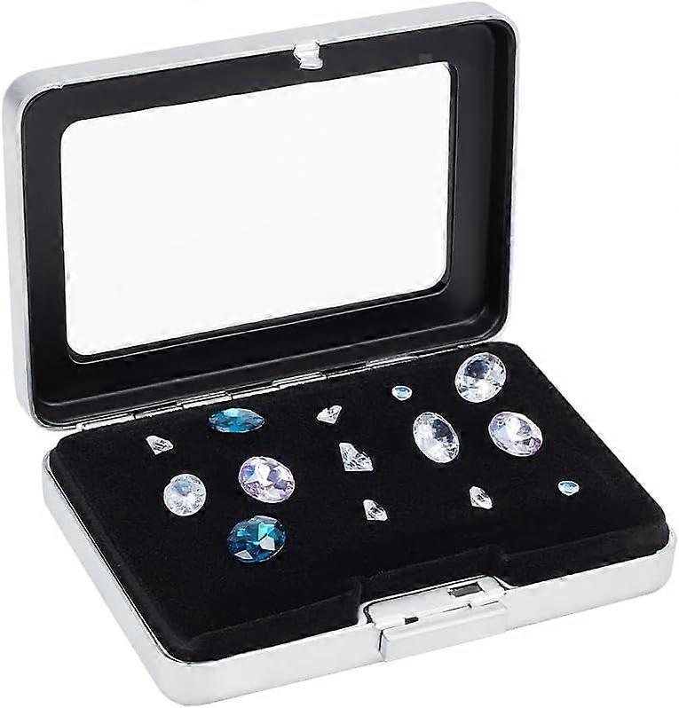 Diamond Display Boxes Gem Container Holder Gemstone Jewelry Box Show Case Storage Box Holder with Window and Velvet for Gems Coins Jewelry Displaying