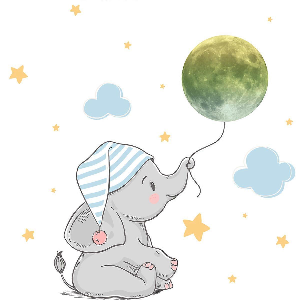 Lovely Elephant with Night Cap Wall Stickers