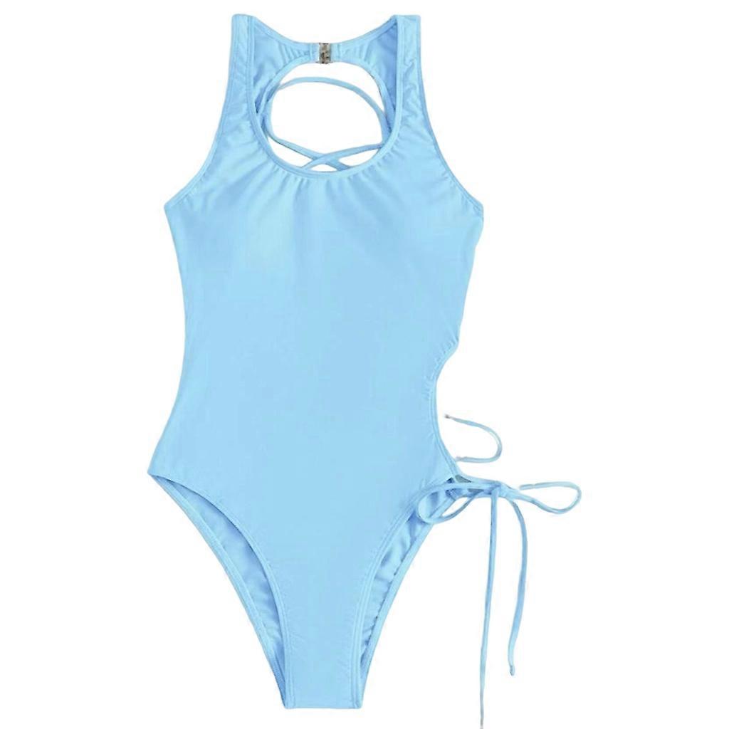 Femmes Creux Une Pièce Maillot de Bain Dames Lace Up Maillot de bain Sans Dos