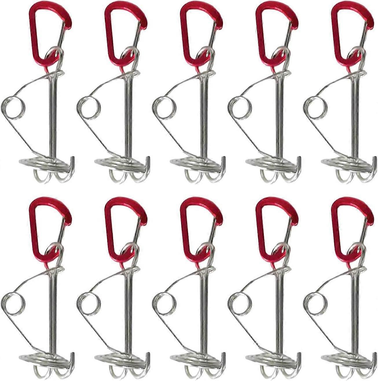 10pcs Deck Anchor Pegs with Spring Buckle Hook Tool